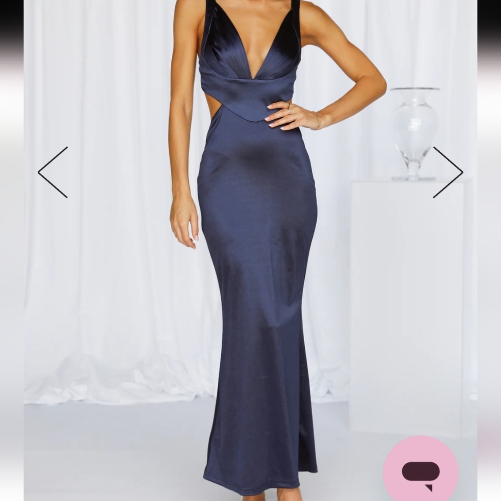 Brandnew Sunset Views Satin Midi Dress Dark Blue Size S